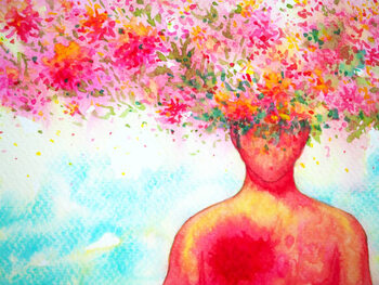 Ilustrácia mind spiritual human body head flower