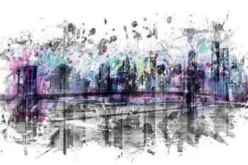 Ilustracija Modern Art NEW YORK CITY Skyline Splashes