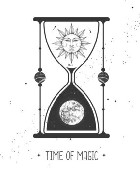 Ilustrácia Modern magic witchcraft card with astrology