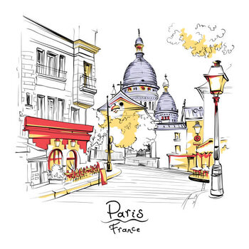 Ilustrace Montmartre in Paris, France