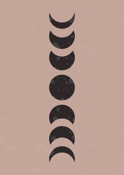 Ilustracija Moon phases mid century poster. Boho