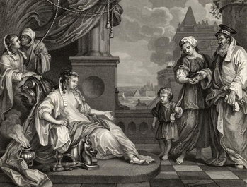 Reproducción de arte Moses before Pharaoh's Daughter, from 'The Works of William Hogarth', published 1833