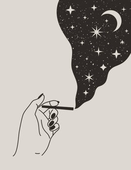Ilustrácia Mystical Female Hand holding cigarette with
