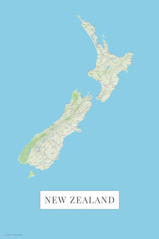 Mapa New Zeland color