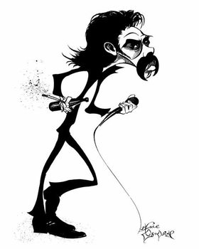 Obrazová reprodukce Nick Cave, Australian rock singer, b/w caricature