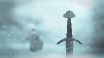 Арт печат Old iron viking sword with celtic