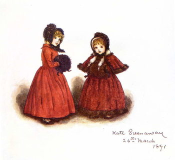 Kunsttryk 'Out for a walk'  by Kate Greenaway.