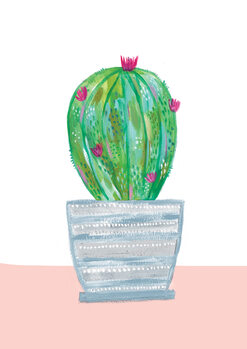 Ilustración Painted cactus in blue stripe plant pot