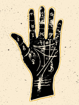 Ilustrace Palmistry hand on a white background