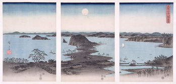 Kunstdruk Panorama of Views of Kanazawa Under Full Moon,