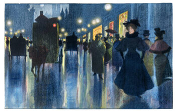 Illustration People walking in Munich under first