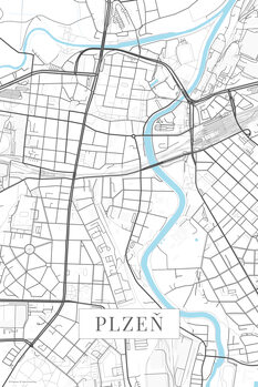 Mapa Plzen white