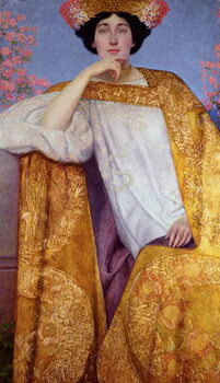 Kunstdruk Portrait of a Woman in a Golden Dress
