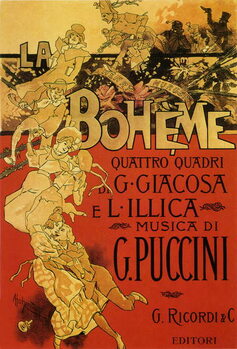 Reprodukcja Poster by Adolfo Hohenstein for opera La Boheme by Giacomo Puccini, 1895