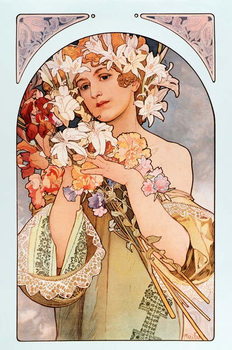 Reproducción de arte Poster by Alphonse Mucha entitled “The flower””, series of lithographs on flowers, 1897 - Poster by Alphonse Mucha: “The flower” from flowers serie, 1897 Dim 44x66 cm Private collection