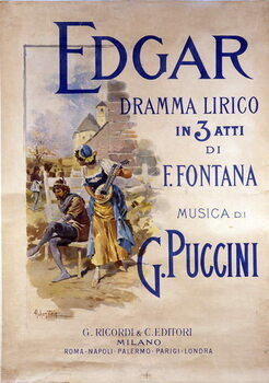 Reprodukcija umjetnosti Poster for the opera “Edgar” by composer Giacomo Puccini