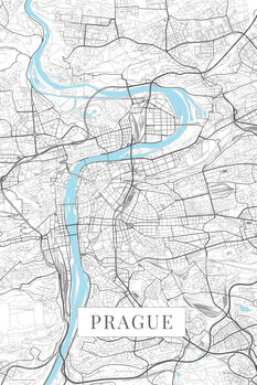 Mapa Prague white