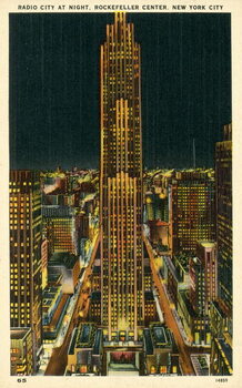 Reprodukcija umjetnosti Radio City at night, Rockefeller Center, New York City, USA