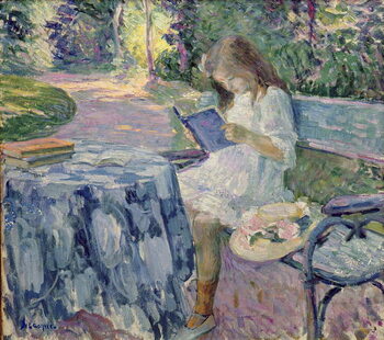 Konsttryck Reading (oil on canvas)