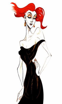 Stampa artistica Red-haired model in a black dress