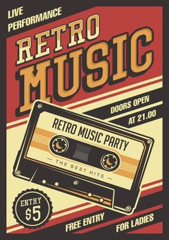 Art Poster Retro Boombox Music Tape Recorder Radio