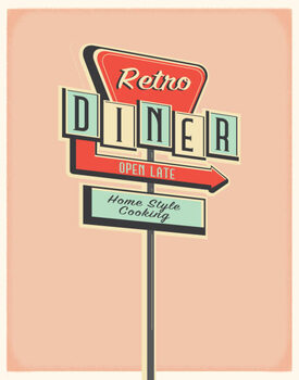 Impression d'art Retro Diner roadside sign poster design