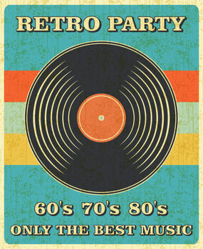 Művészi plakát Retro Music and Vintage Vinyl Record