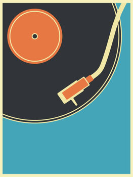 Umelecká tlač Retro Music Vintage Turntable Poster in