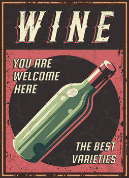 Umělecký tisk Retro poster wine.