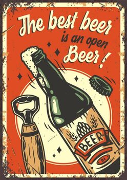 Impression d'art Retro poster with beer bottle and opener