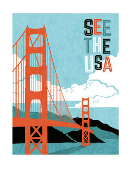 Ilustrace Retro style travel poster design for
