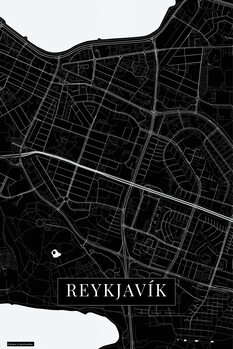 Mapa Reykjavik black