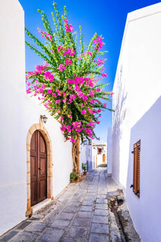 Kunstfoto Rhodes, Greece. Beautiful narrow street in