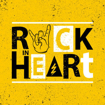 Umelecká tlač Rock poster. Rock in heart sign.Rock