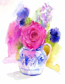 Konsttryck Rose and Cornflowers in Pitcher, 2017