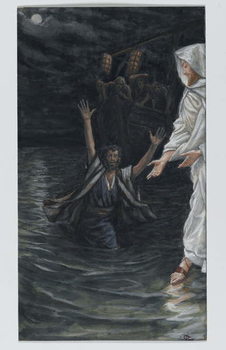 Saint Peter Walks on the Sea, illustration from 'The Life of Our Lord Jesus Christ' Reproduction de Tableau