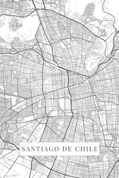 Santiago De Chile white Térképe