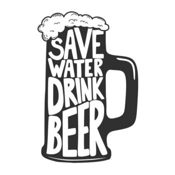 Illustration Save water drink beer. Beer mug