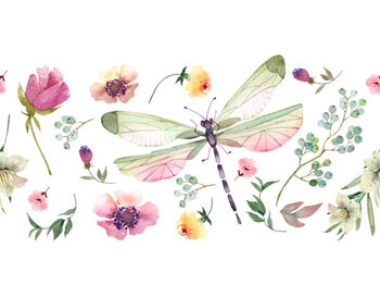 Illustration seamless border with floral botanical decor