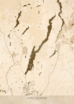 Mappa Sepia vintage map of Lake George