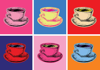 Művészi plakát Set Coffee Mug Vector Illustration Pop Art Style