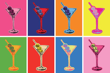Lámina Set of Colored Martini Cocktails with