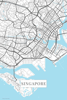 Mapa Singapore white