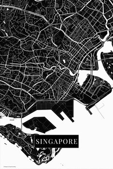 Mapa Singapur black