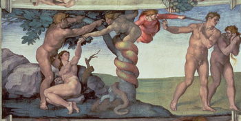 Reprodukcja Sistine Chapel Ceiling (1508-12): The Fall of Man