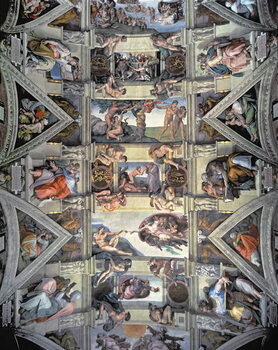 Konsttryck Sistine Chapel ceiling and lunettes, 1508-12 (fresco)