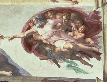 Reproducción de arte Sistine Chapel Ceiling: The Creation of Adam, detail of God the Father, 1508-12 (fresco)