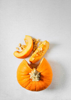 Umelecká fotografie Sliced pumpkin on white background