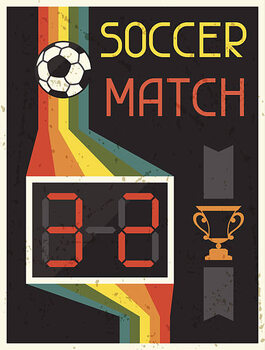 Illustration Soccer Match. Retro poster in flat design style.