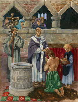 Kunstdruk St Augustine baptising King Ethelbert